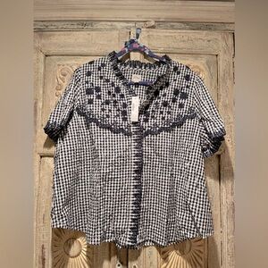 J.Crew Embroidered Gingham Shirt (button-up) New W/Tags 3X
